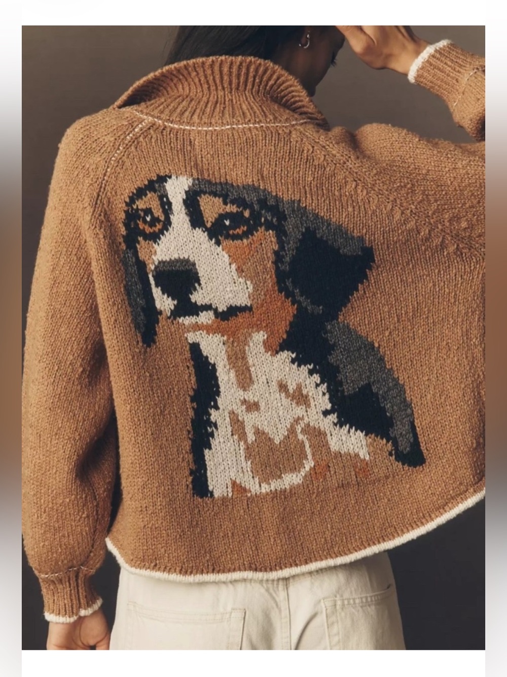 Anthropologie The Jesse Dog Icon Cardigan Sweater- Beagle